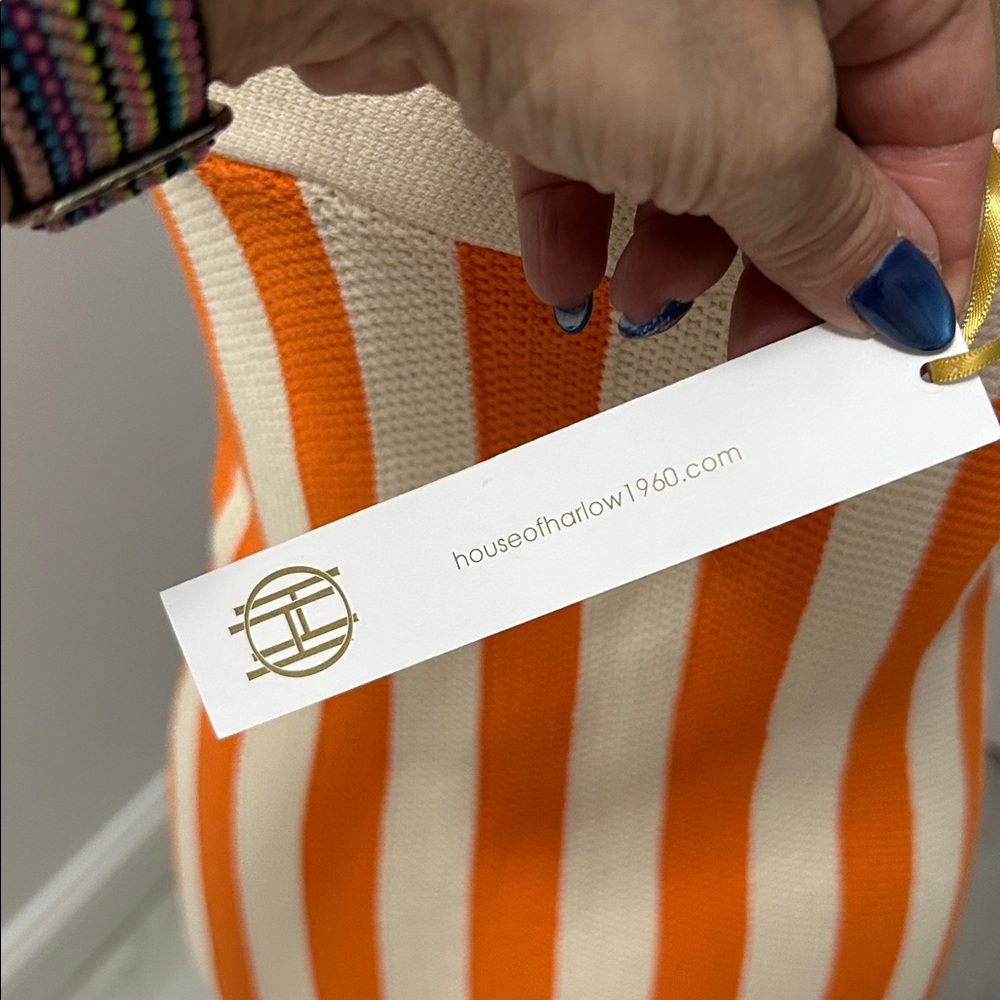 House of Harlow 1960 Knit Striped Tank Dress Orange Beige - Picture 5 of 7